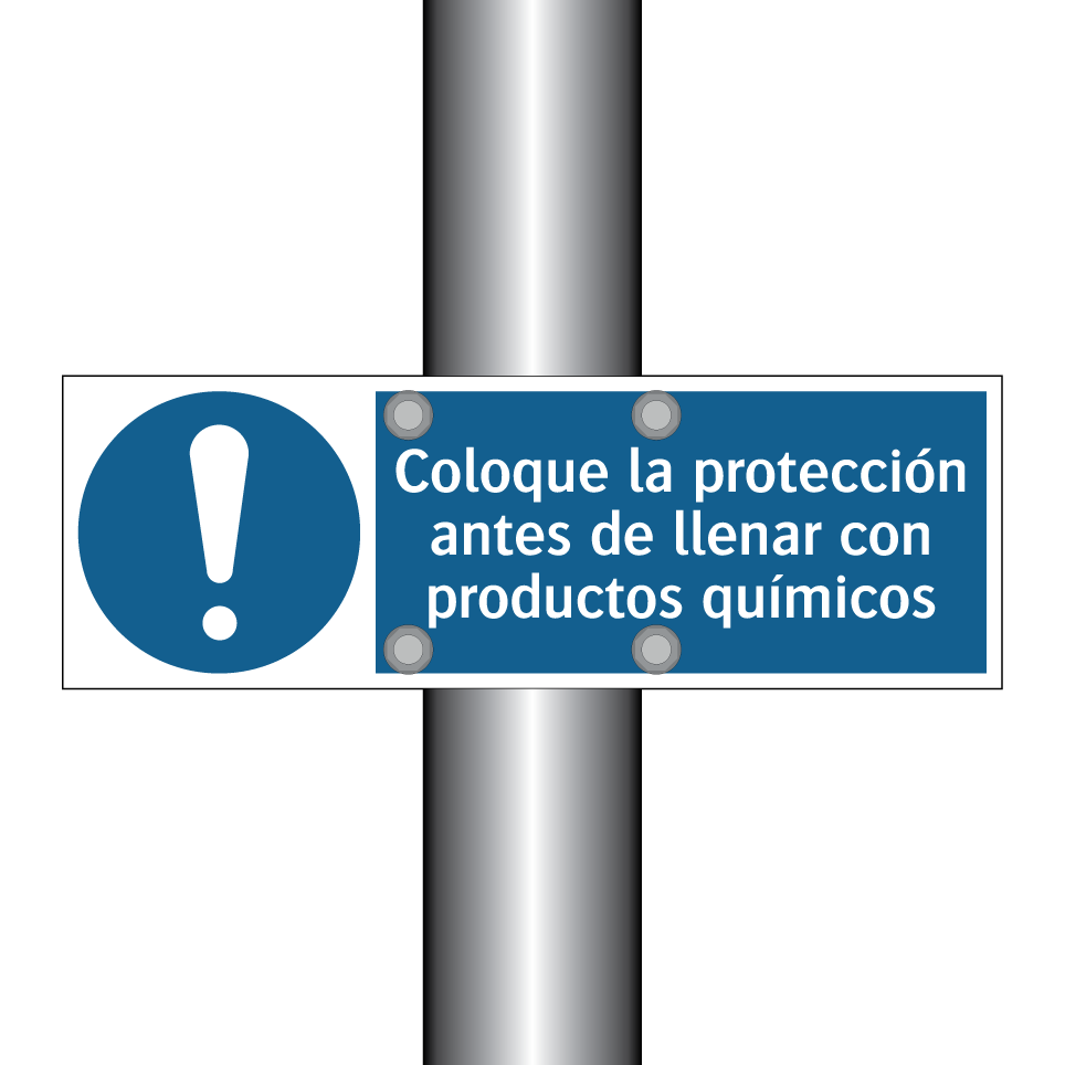 Coloque la protección antes de llenar con productos químicos