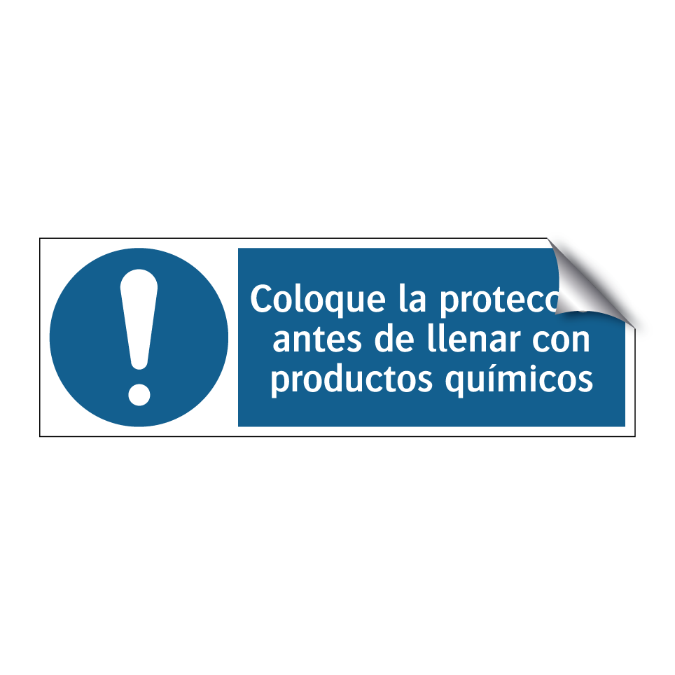Coloque la protección antes de llenar con productos químicos