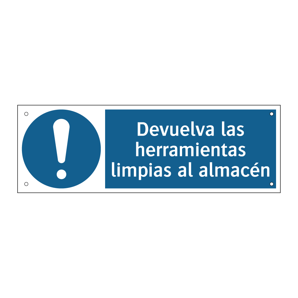 Devuelva las herramientas limpias al almacén