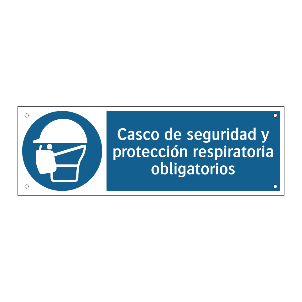 Casco de seguridad y protección respiratoria obligatorios