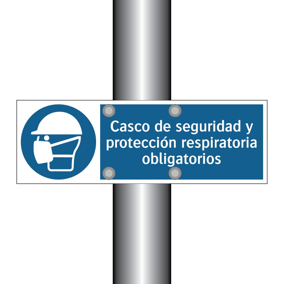 Casco de seguridad y protección respiratoria obligatorios