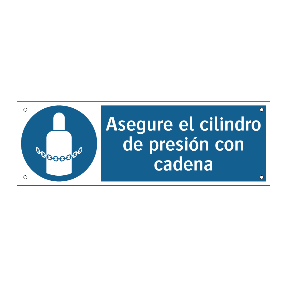 Asegure el cilindro de presión con cadena