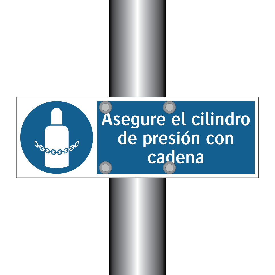 Asegure el cilindro de presión con cadena