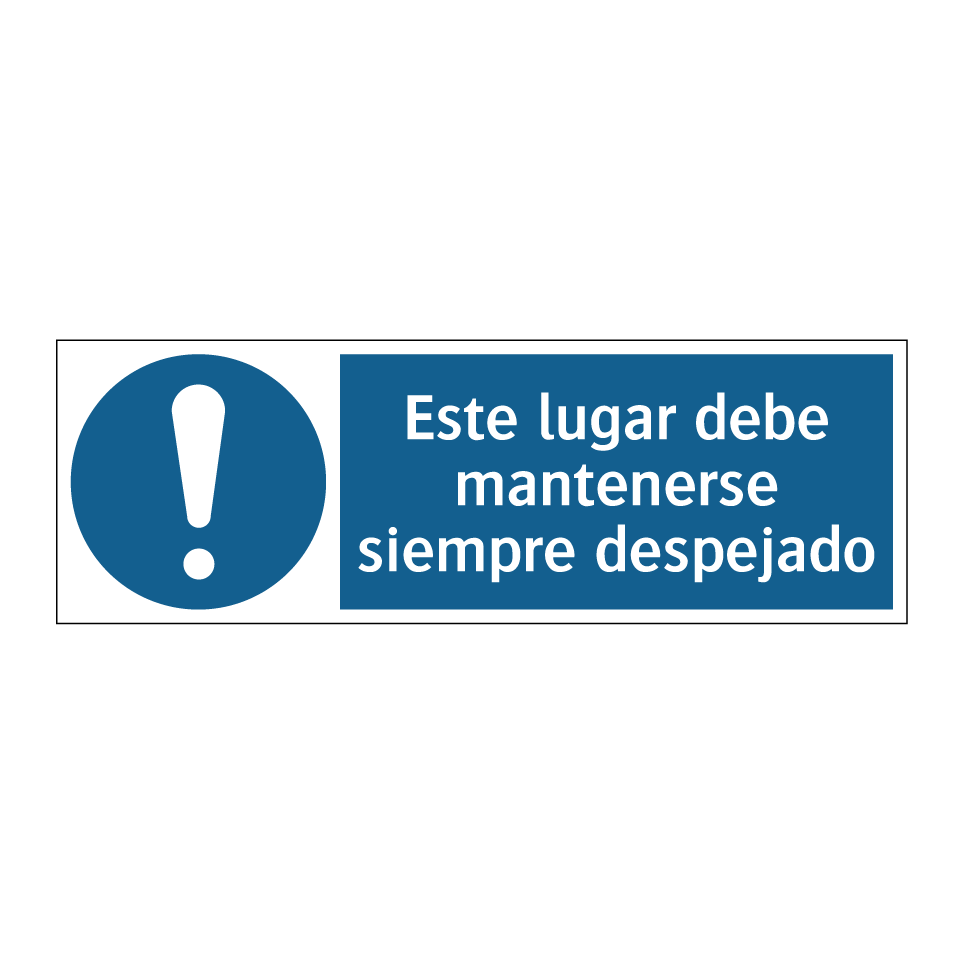 Este lugar debe mantenerse siempre despejado