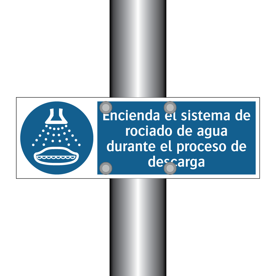 Encienda el sistema de rociado de agua durante el proceso de descarga
