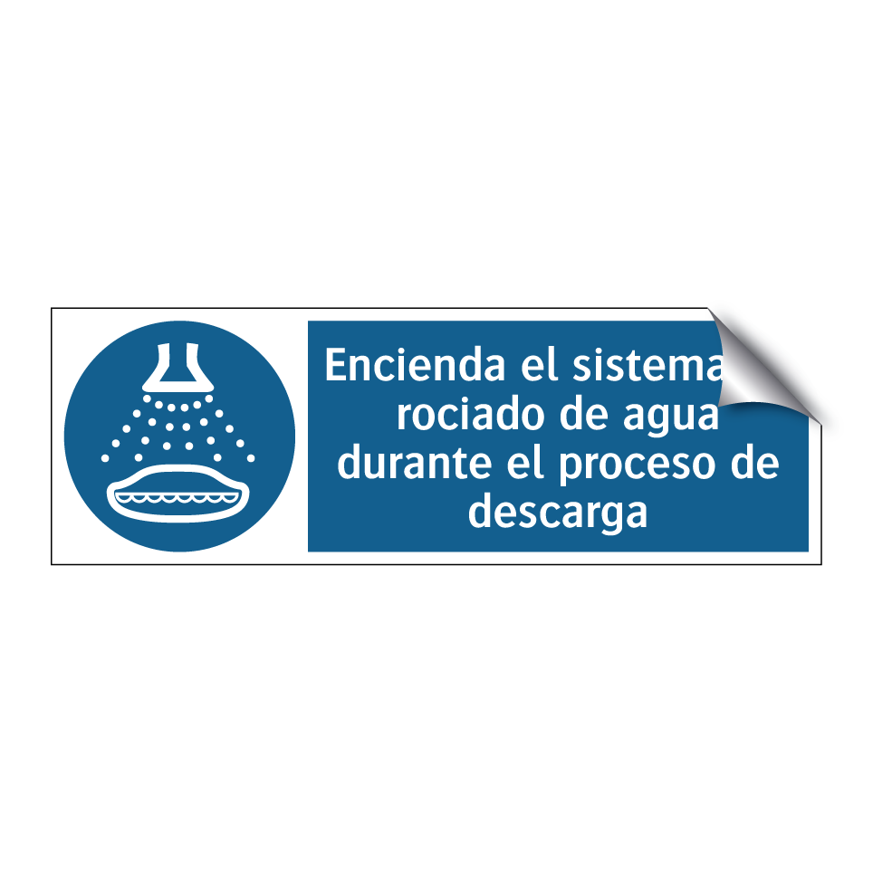 Encienda el sistema de rociado de agua durante el proceso de descarga