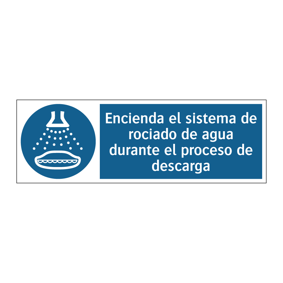 Encienda el sistema de rociado de agua durante el proceso de descarga