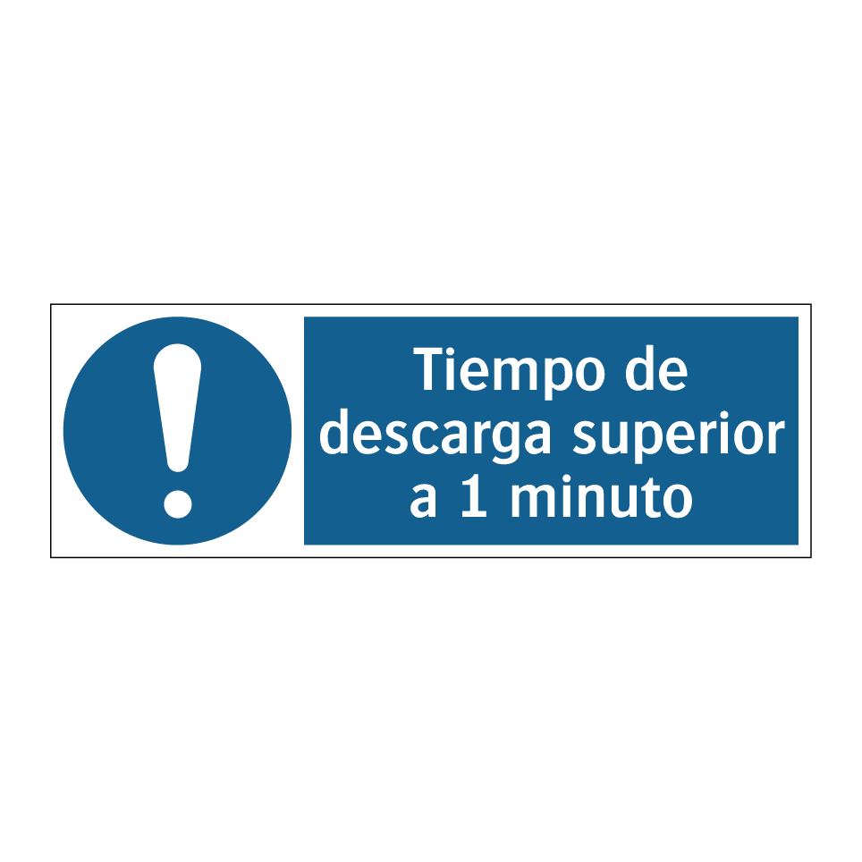 Tiempo de descarga superior a 1 minuto