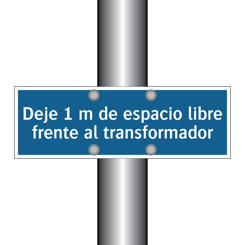 Deje 1 m de espacio libre frente al transformador