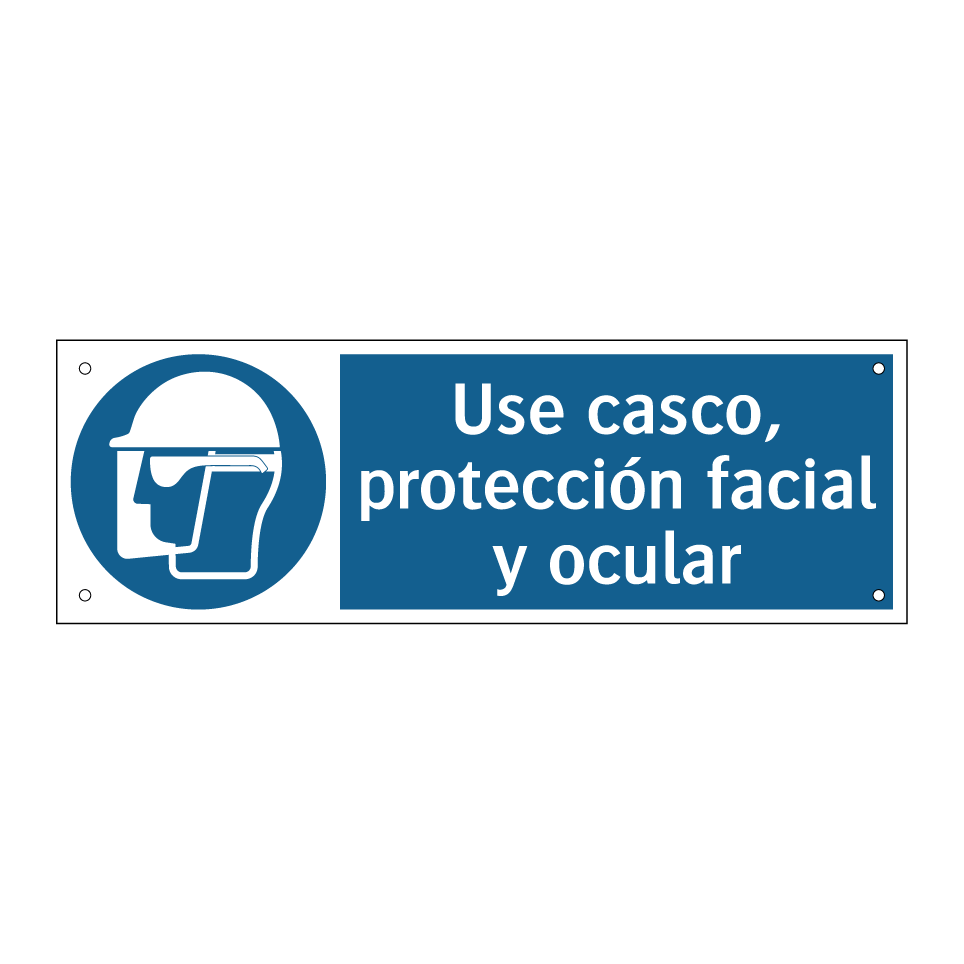 Use casco, protección facial y ocular