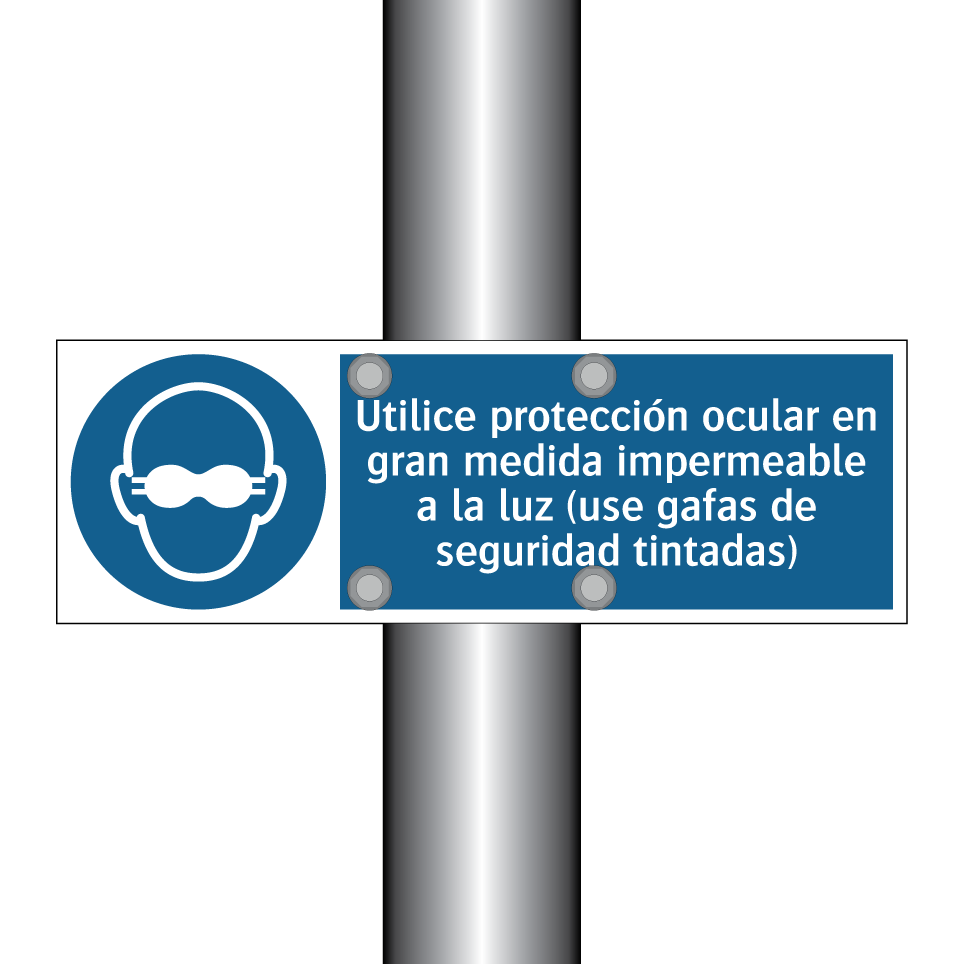 Utilice protección ocular en gran medida impermeable a la luz (use gafas de seguridad tintadas)