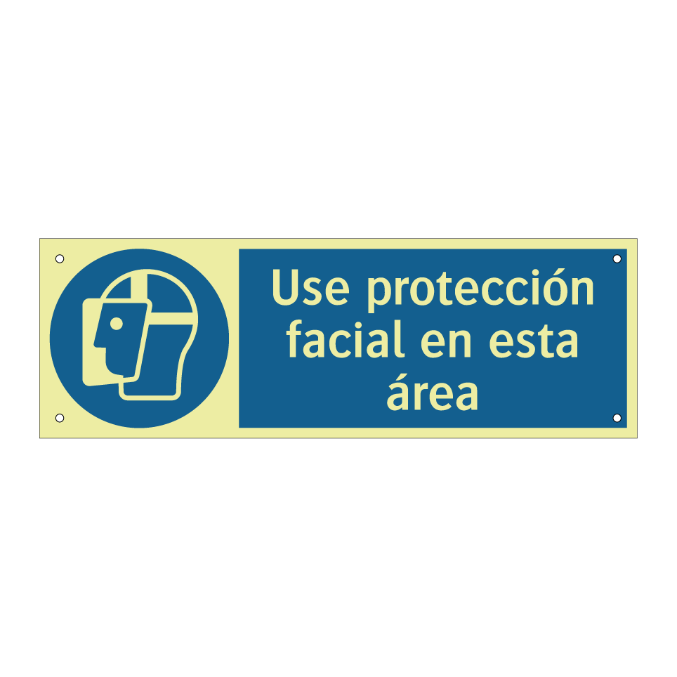 Use protección facial en esta área