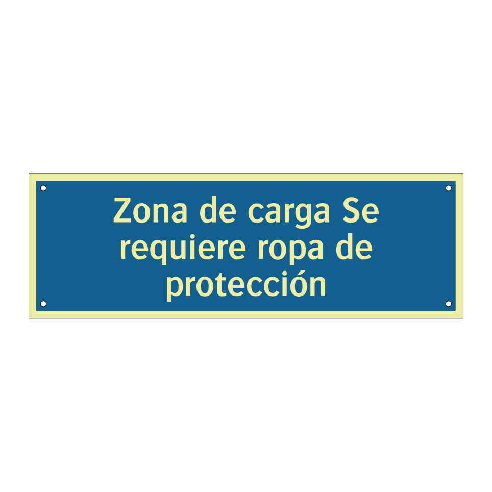 Zona de carga Se requiere ropa de protección