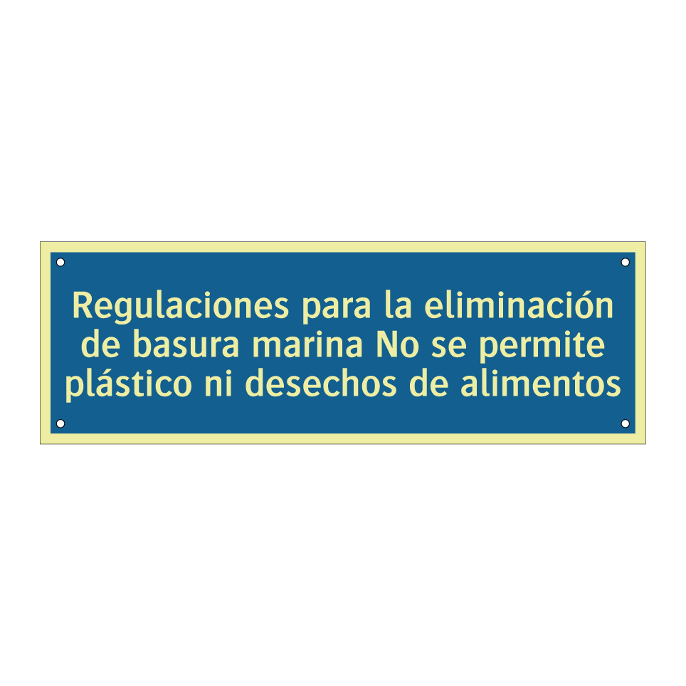 Regulaciones para la eliminación de basura marina No se permite plástico ni desechos de alimentos