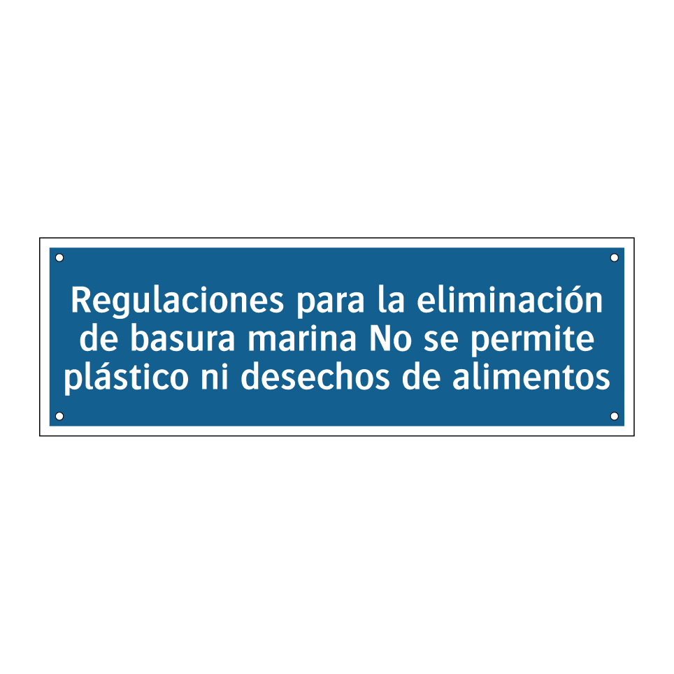 Regulaciones para la eliminación de basura marina No se permite plástico ni desechos de alimentos