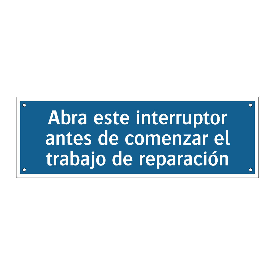 Abra este interruptor antes de comenzar el trabajo de reparación