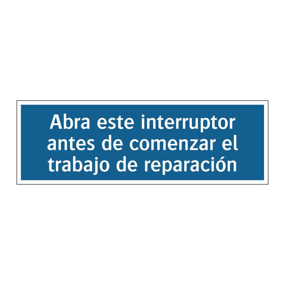 Abra este interruptor antes de comenzar el trabajo de reparación