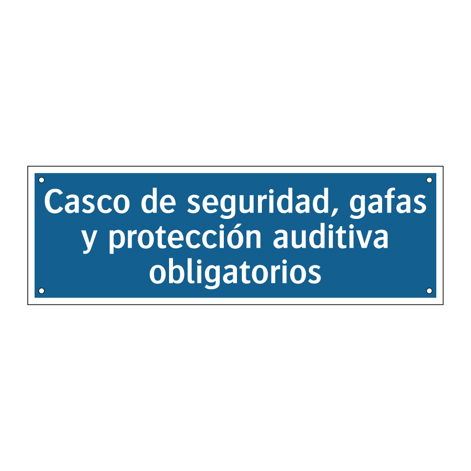 Casco de seguridad, gafas y protección auditiva obligatorios