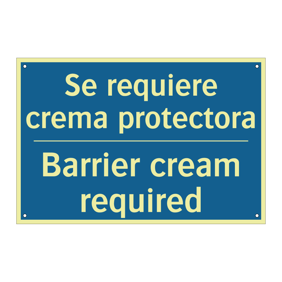 Se requiere crema protectora - Barrier cream required