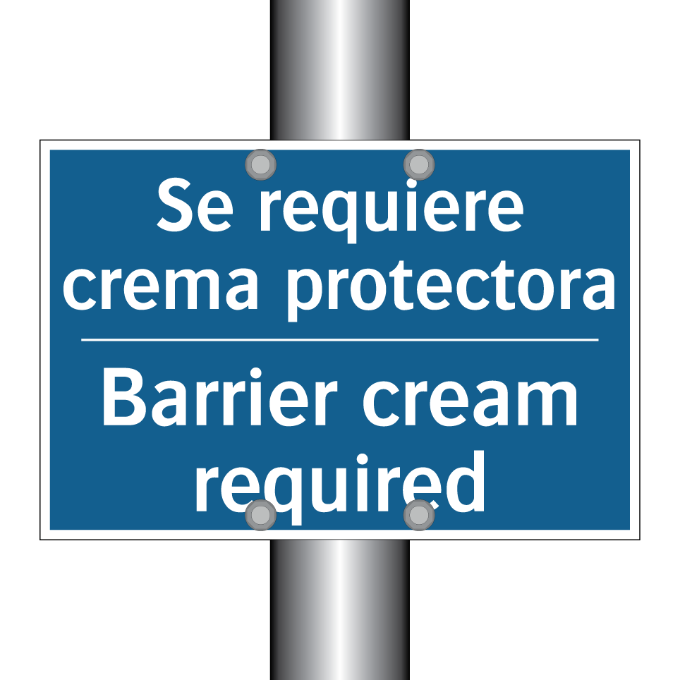 Se requiere crema protectora - Barrier cream required