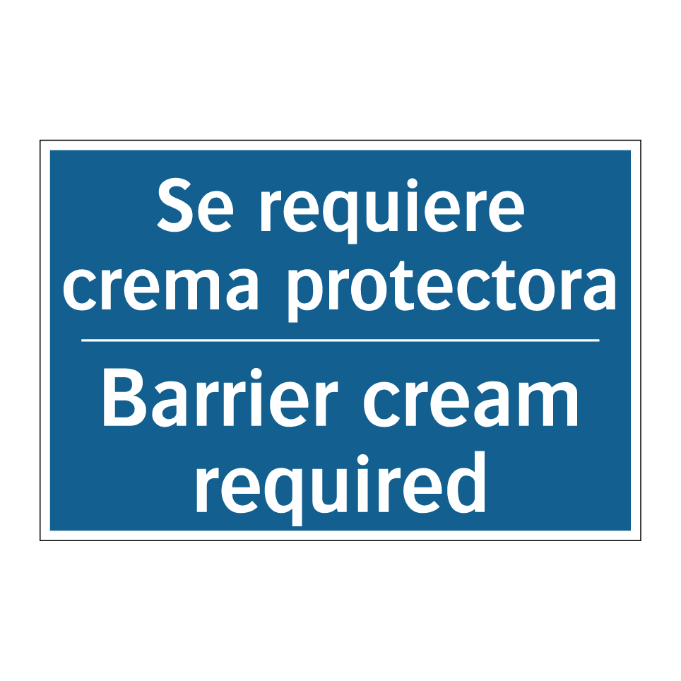 Se requiere crema protectora - Barrier cream required