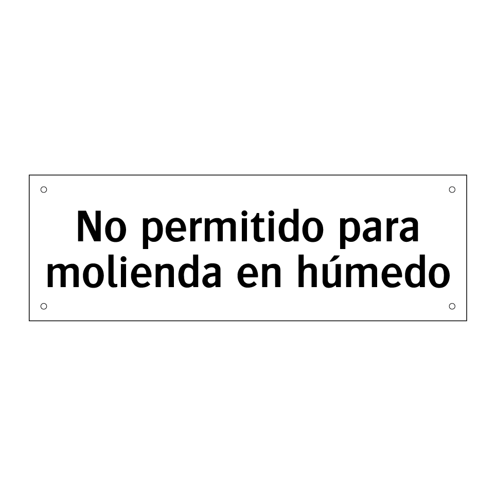 No permitido para molienda en húmedo