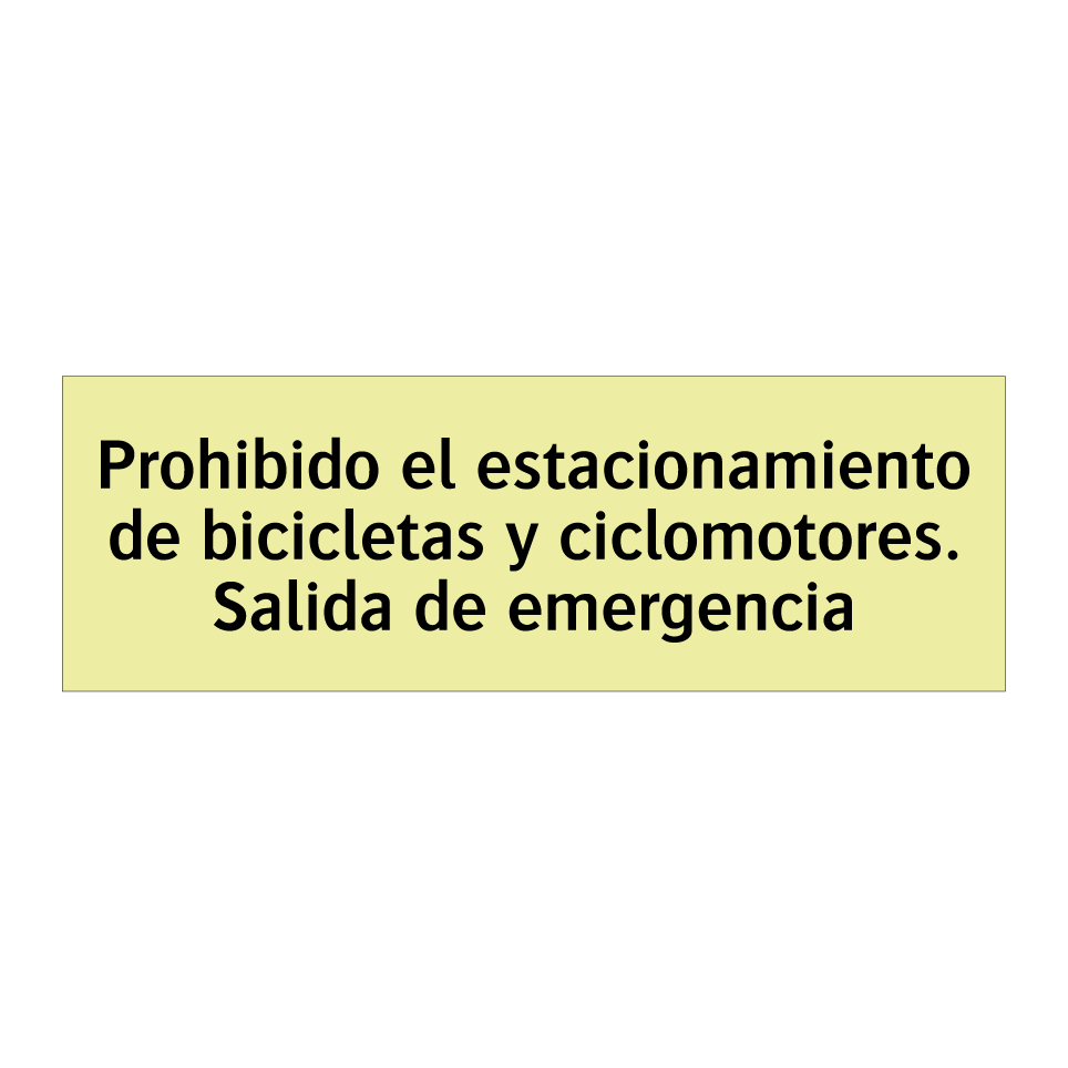 Prohibido el estacionamiento de bicicletas y ciclomotores. Salida de emergencia