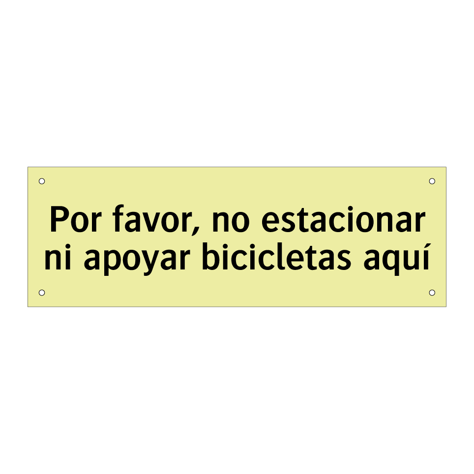 Por favor, no estacionar ni apoyar bicicletas aquí