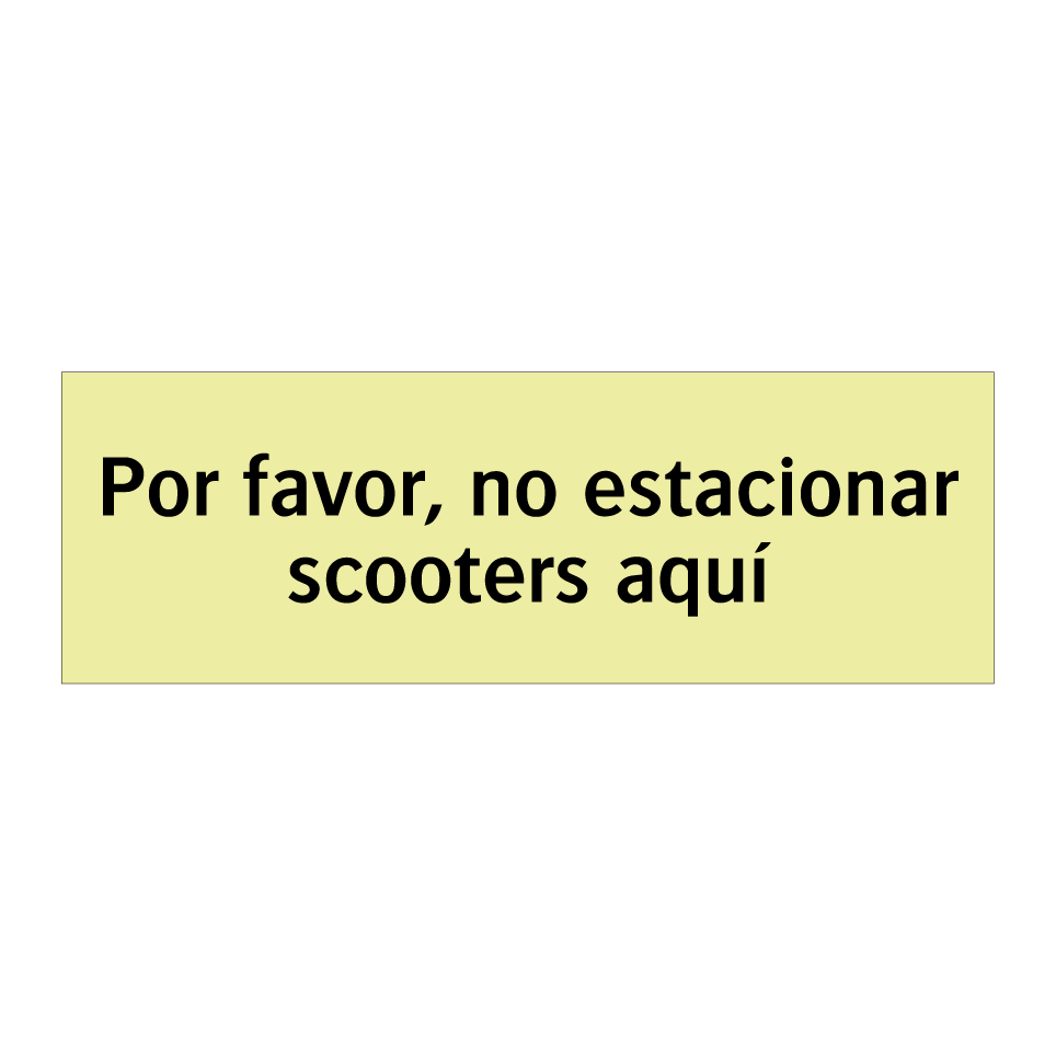 Por favor, no estacionar scooters aquí