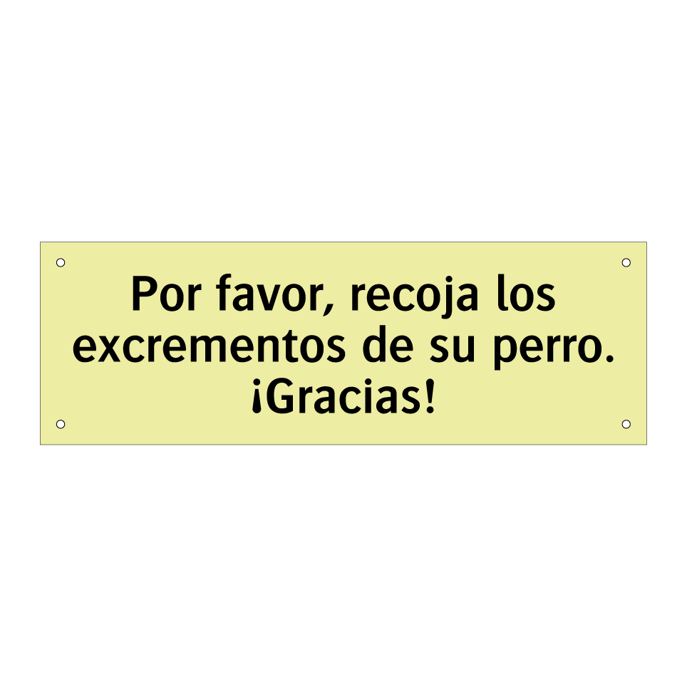 Por favor, recoja los excrementos de su perro. ¡Gracias!