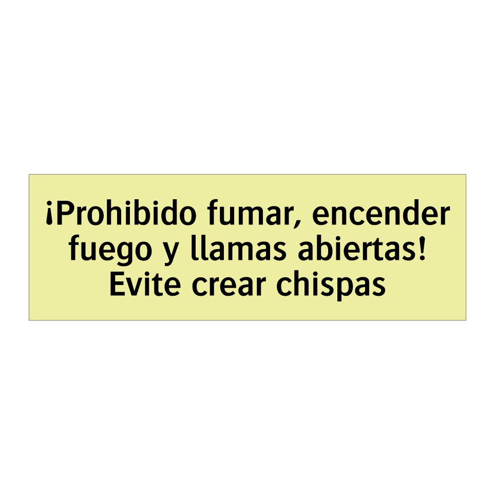 ¡Prohibido fumar, encender fuego y llamas abiertas! Evite crear chispas