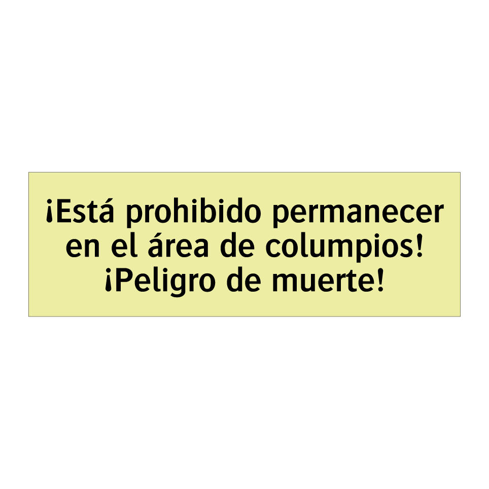 ¡Está prohibido permanecer en el área de columpios! ¡Peligro de muerte!