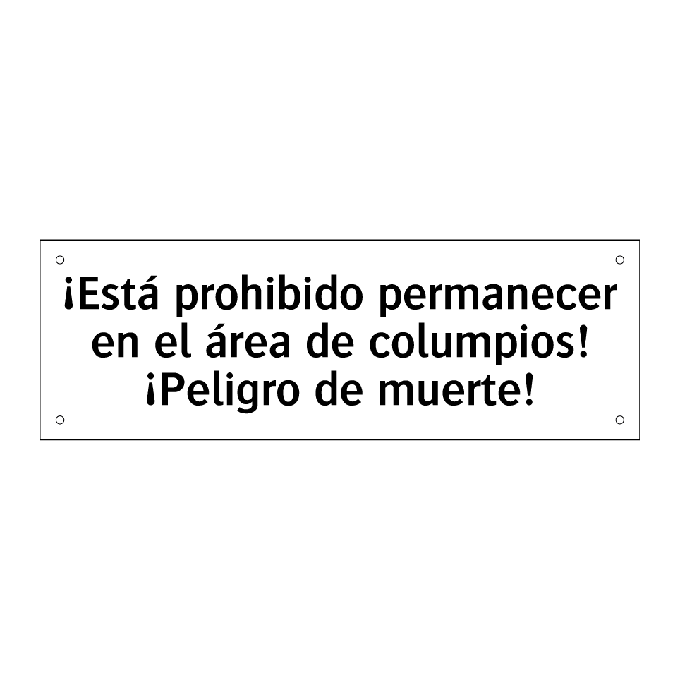 ¡Está prohibido permanecer en el área de columpios! ¡Peligro de muerte!