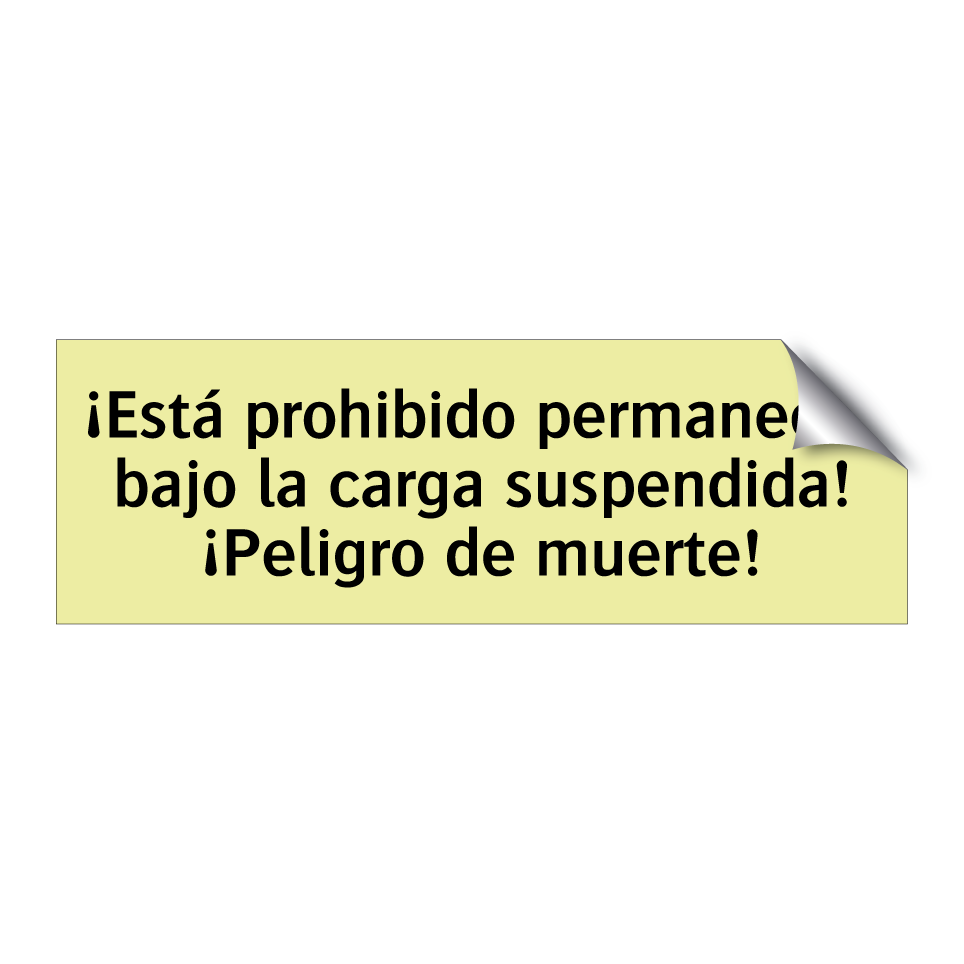 ¡Está prohibido permanecer bajo la carga suspendida! ¡Peligro de muerte!