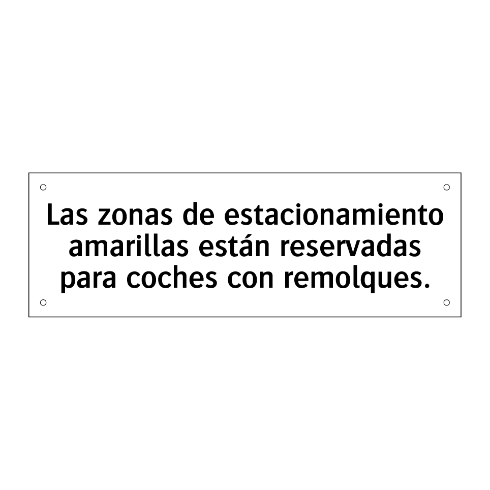 Las zonas de estacionamiento amarillas están reservadas para coches con remolques.