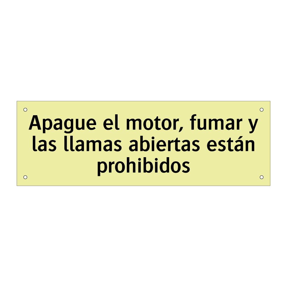 Apague el motor, fumar y las llamas abiertas están prohibidos