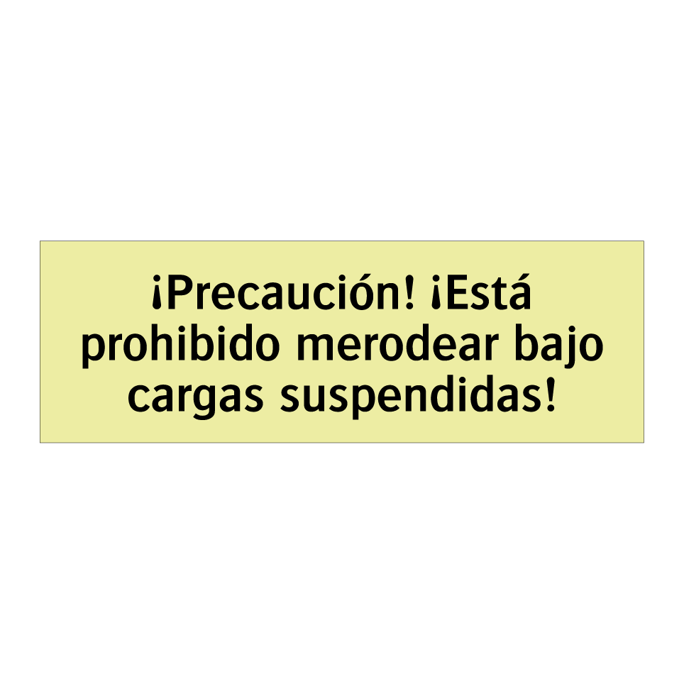 ¡Precaución! ¡Está prohibido merodear bajo cargas suspendidas!