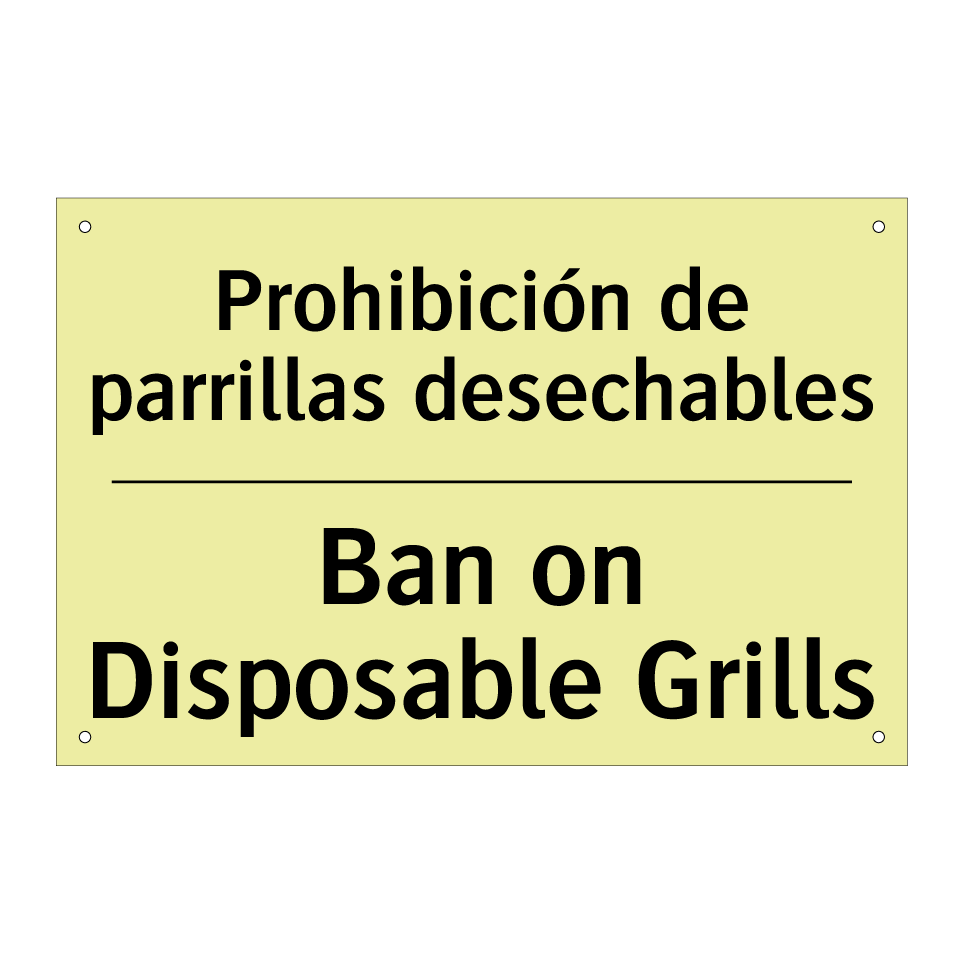 Prohibición de parrillas desechables - Ban on Disposable Grills