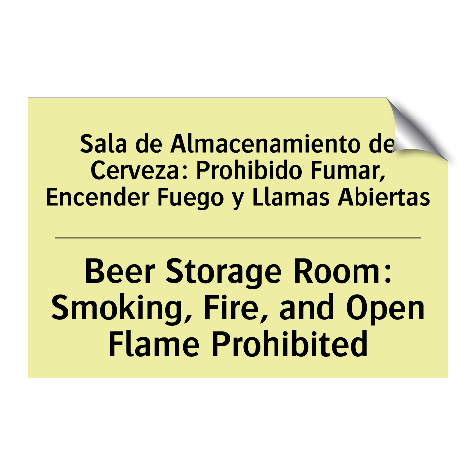 Sala de Almacenamiento de Cerveza: Prohibido Fumar, Encender Fuego y Llamas Abiertas - Beer Storage Room: Smoking, Fire, and Open Flame Prohibited