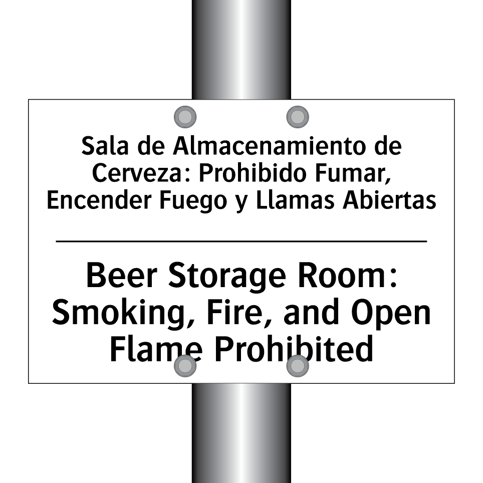 Sala de Almacenamiento de Cerveza: Prohibido Fumar, Encender Fuego y Llamas Abiertas - Beer Storage Room: Smoking, Fire, and Open Flame Prohibited