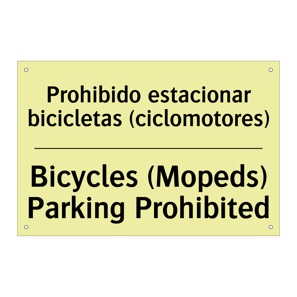 Prohibido estacionar bicicletas (ciclomotores) - Bicycles (Mopeds) Parking Prohibited
