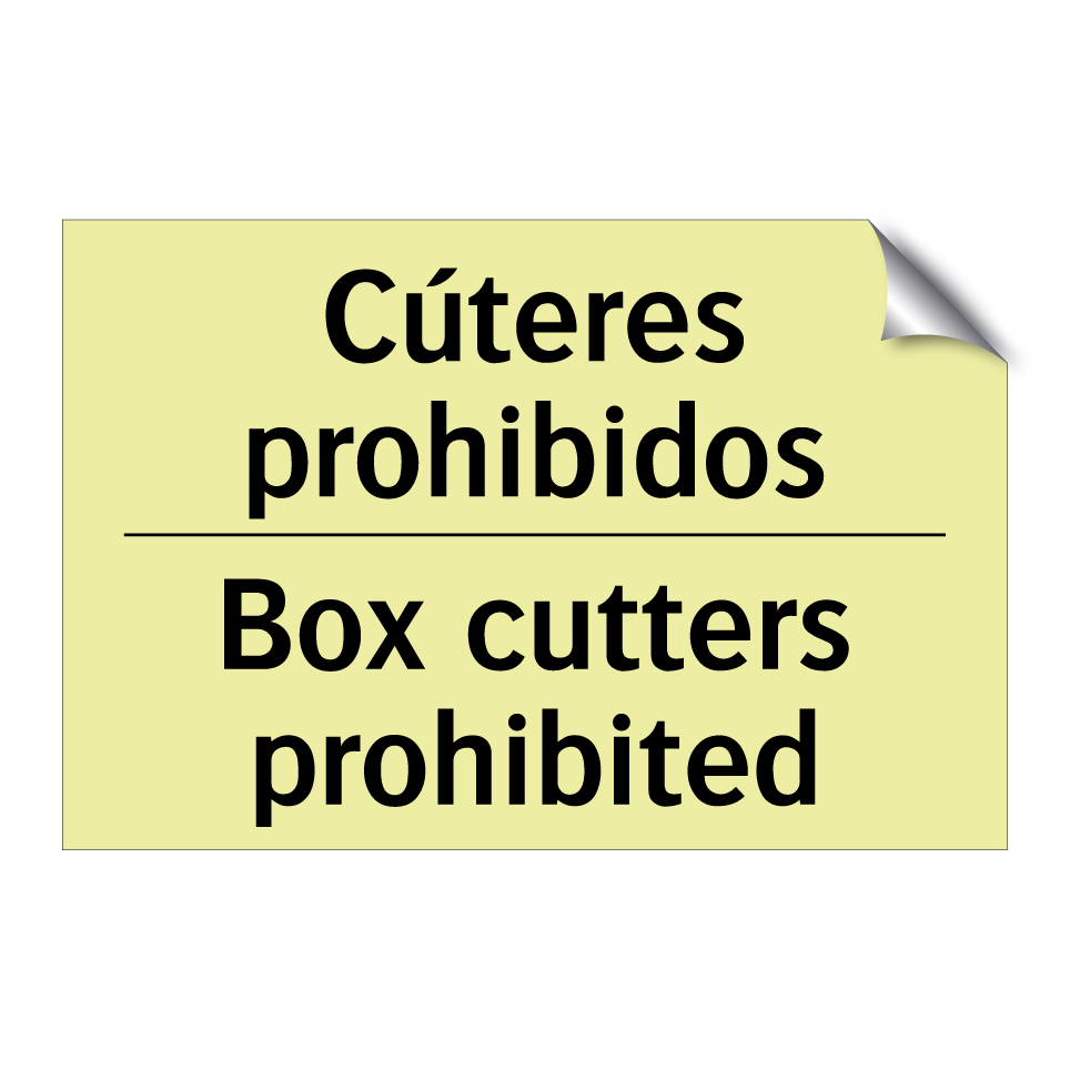 Cúteres prohibidos - Box cutters prohibited