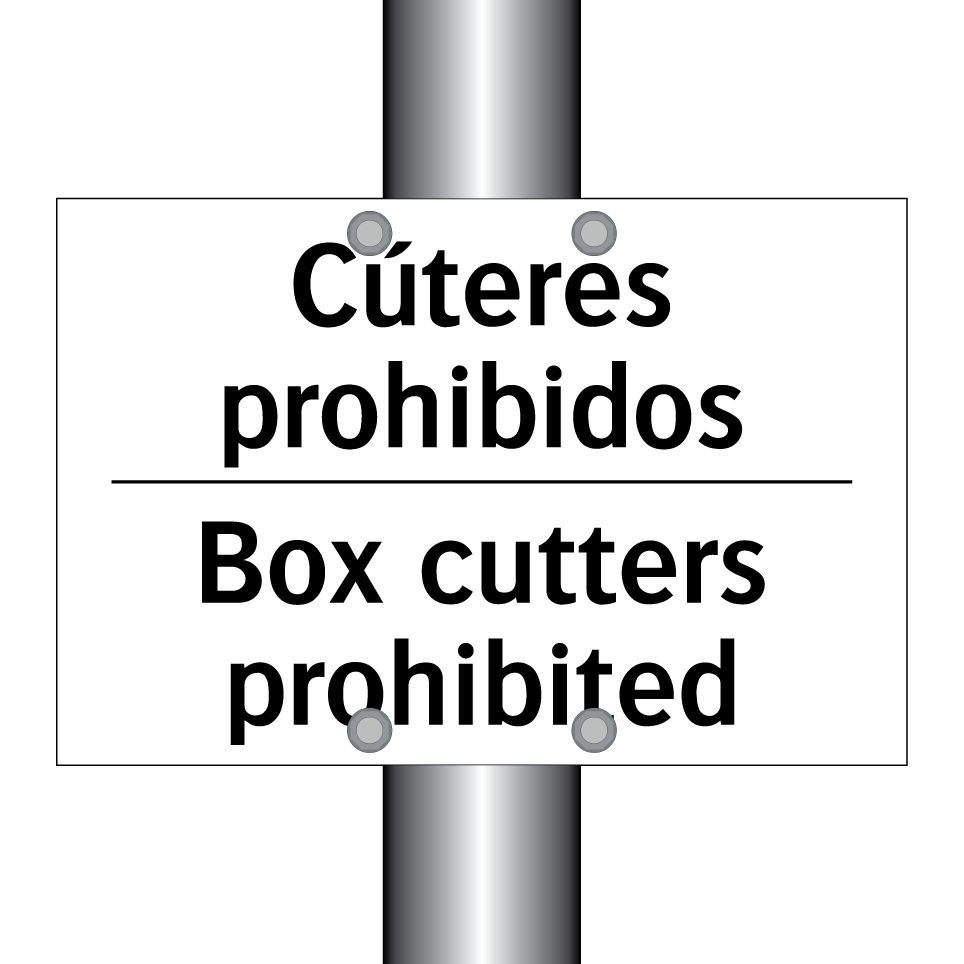 Cúteres prohibidos - Box cutters prohibited