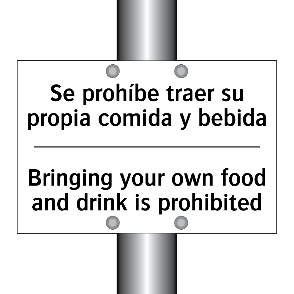 Se prohíbe traer su propia comida y bebida - Bringing your own food and drink is prohibited