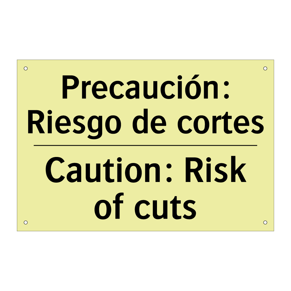 Precaución: Riesgo de cortes - Caution: Risk of cuts