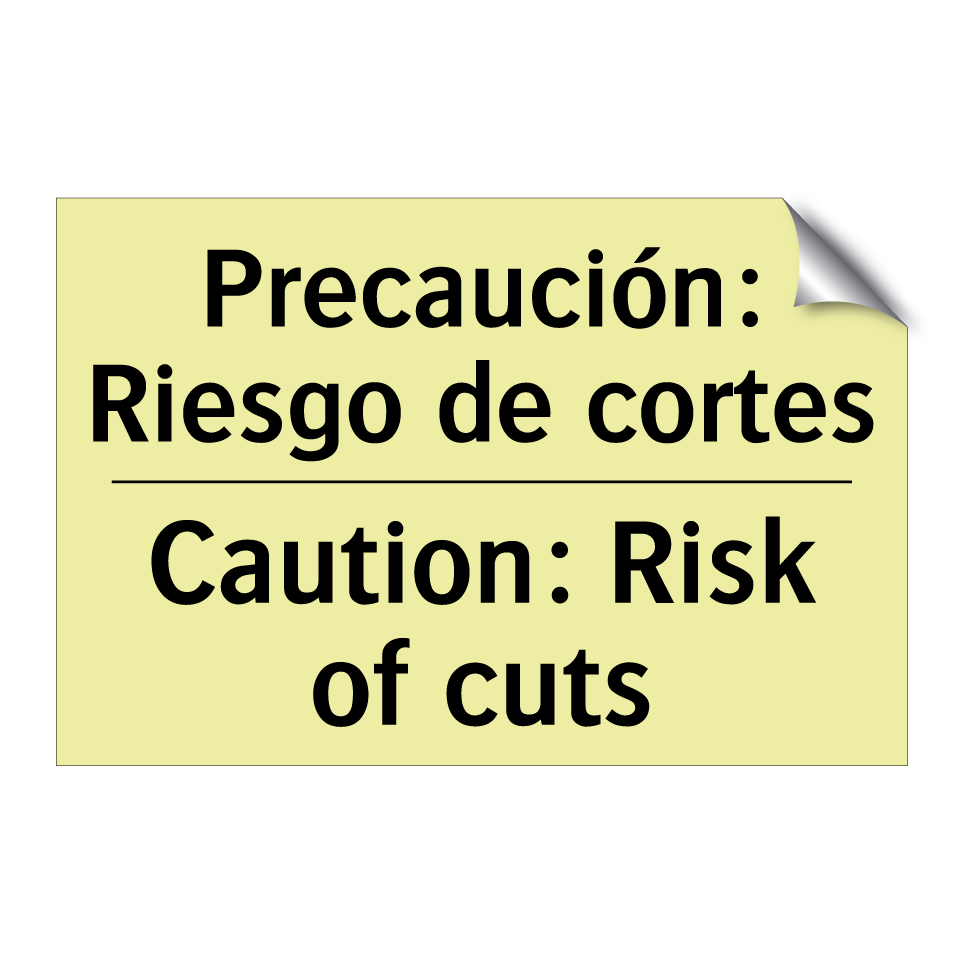 Precaución: Riesgo de cortes - Caution: Risk of cuts
