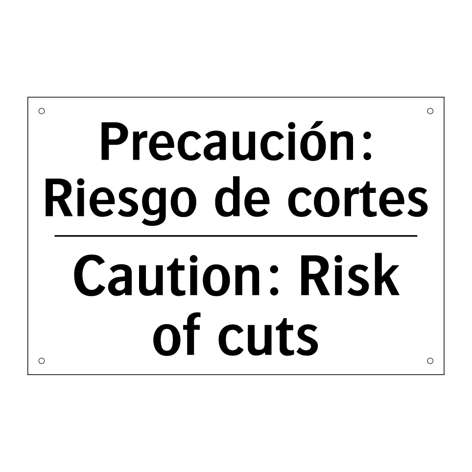 Precaución: Riesgo de cortes - Caution: Risk of cuts
