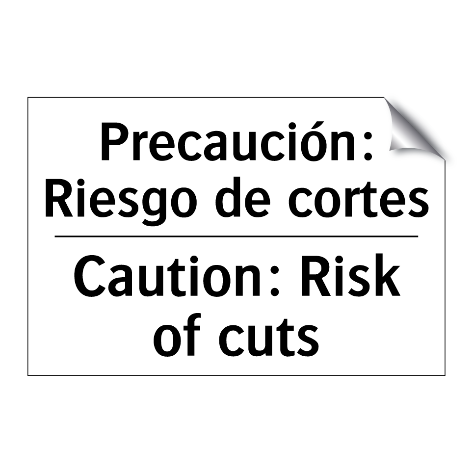 Precaución: Riesgo de cortes - Caution: Risk of cuts