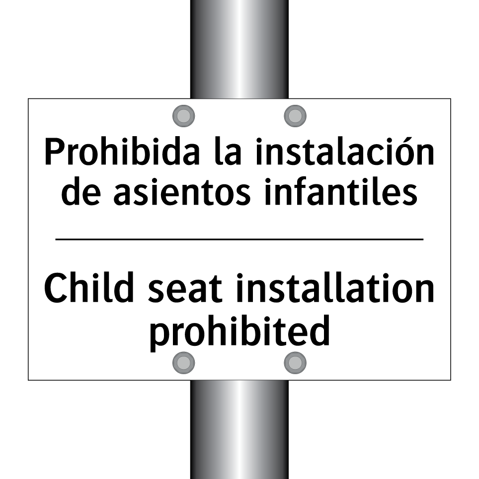 Prohibida la instalación de asientos infantiles - Child seat installation prohibited