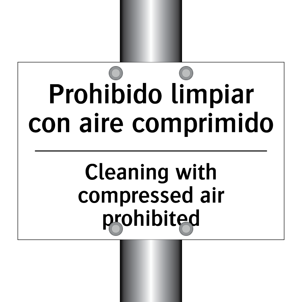 Prohibido limpiar con aire comprimido - Cleaning with compressed air prohibited